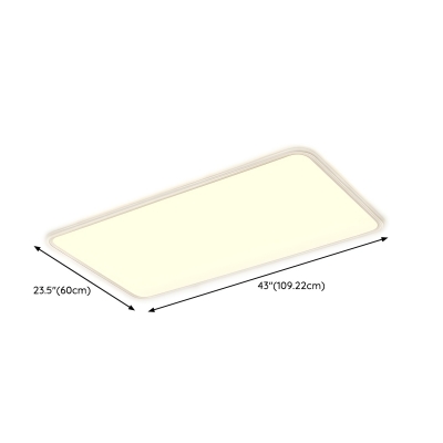 Rectangle Modern White Flush Mount Ceiling Light with Acrylic Shade - LED Bulbs included