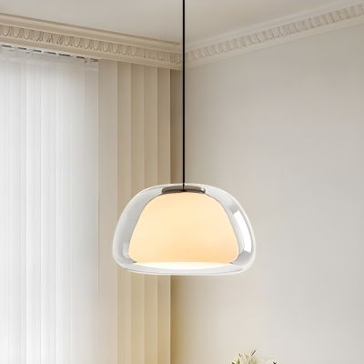 Sleek Modern Metal Pendant Light with Clear Glass Shade and Adjustable Hanging Length
