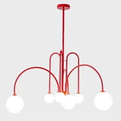 Stylish Modern Chandelier with Bi-pin Lights and Gorgeous Glass Shades in Metallic Finish