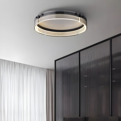 Black Metal LED Close To Ceiling Light with Clear Glass Shade