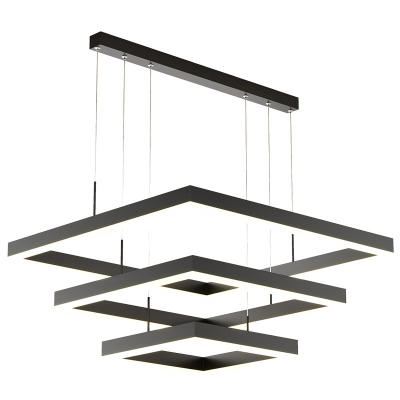 Contemporary LED Chandelier in Black with Adjustable Hanging Length and Acrylic Shade
