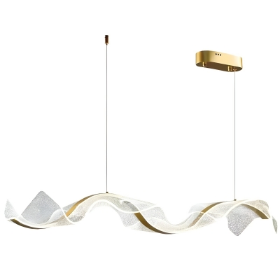 Modern Gold Metal Island Light with Clear Acrylic Shade and LED Bulb