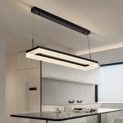 Modern LED Rectangle Shape Island Light with Acrylic Shade and Adjustable Length