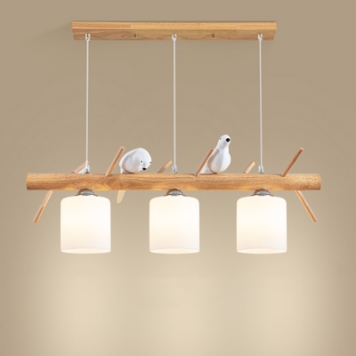 Modern Wood Island Light with Clear Glass Shade - Perfect for Residential Use