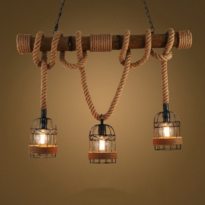 Adjustable Rope Island Light with Iron Shade - Illuminate Your Space with Industrial Elegance