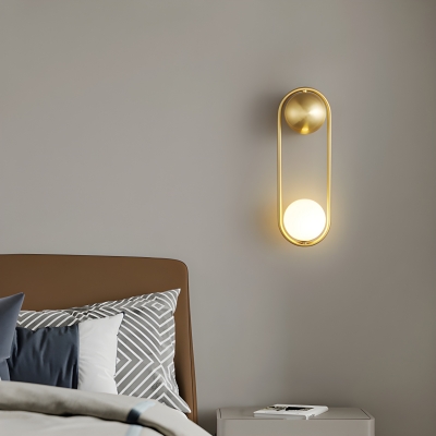 Contemporary Frosted Glass 1-Light Metal Wall Lamp with White Shade
