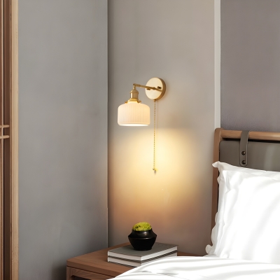 Elegant Gold Modern Hardwired Wall Lamp with White Ceramic Shade for Residential Use