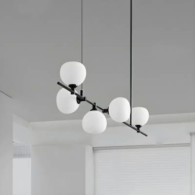 Modern Black Island Light with Clear Glass Shade - Adjustable Hanging Length and Assembly Required