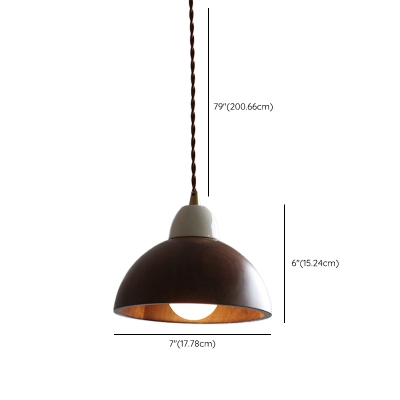 Modern Ceramic Walnut Pendant with Adjustable Hanging Length and Round Canopy