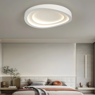 Modern Flush Mount Ceiling Light with Dimmable LED Bulb, Ivory Cream Iron Shade