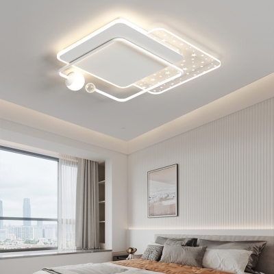 Modern LED Bulb Metal Flush Mount Ceiling Light with Acrylic Shade
