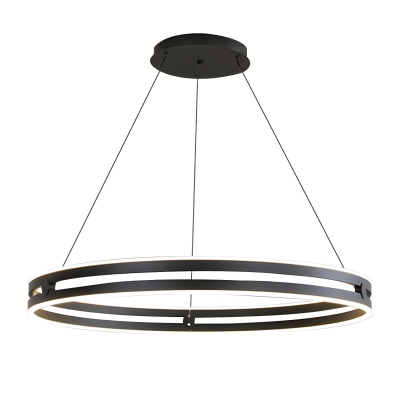 Modern LED Chandelier with Acrylic Shade and Adjustable Hanging Length in Metallic Finish