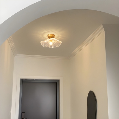 Modern Metal Semi-Flush Mount Close To Ceiling Light with Glass Shade and LED Bulb Included