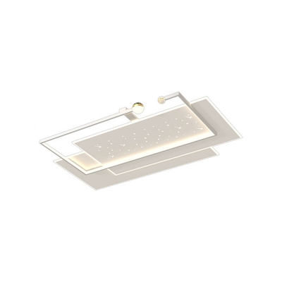 Modern White Flush Mount Ceiling Light with LED and Plastic Shade