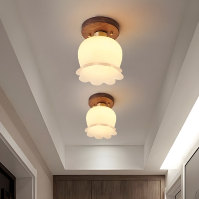 Modern Wood Ceiling Light with Resin Shade, LED/Incandescent/Fluorescent, for 35-40 Women