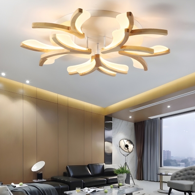 Modern Wooden Close To Ceiling Light with Acrylic Shade for Ambience and Style