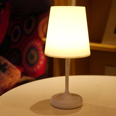 Rechargeable White Metal LED Table Lamp - Modern Style with Remote Control