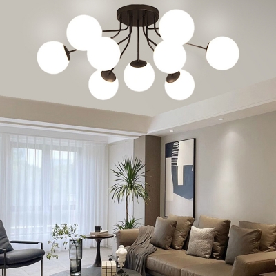 Stylish Modern White Semi-Flush Mount Ceiling Light with Ambient Glass Shades