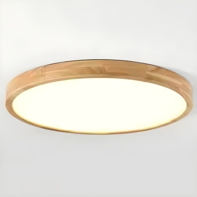Wooden Flush Mount LED Ceiling Light with White Acrylic Shade, Modern Style