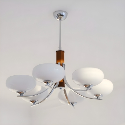 Contemporary Metal Chandelier with Glass Shades and Adjustable Hanging Length