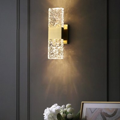 Contemporary Style Wall Lamp with Crystal Shade for Living Room