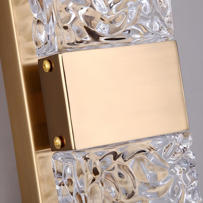 Glamorous Gold Crystal Wall Sconce with Clear Glass Shade for Living Room