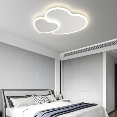 Modern Flush Mount Ceiling Light with 2 LED Bulbs, White Shade, and Metal Construction