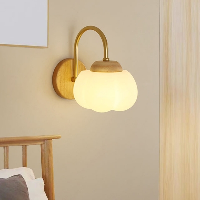 Modern LED Wood Wall Lamp with Plastic Shade in Residential Use