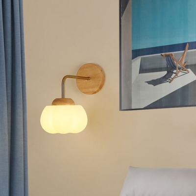 Modern LED Wood Wall Lamp with Plastic Shade in Residential Use