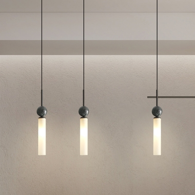 Modern Metal Pendant with Bi-pin Lighting and Stone Shade for Residential Use
