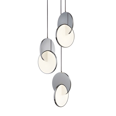 Modern Stainless Steel Pendant Light with Adjustable Hanging Length and White Acrylic Shade