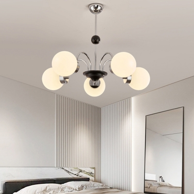 Modern Style Chandelier with Opalescent Glass Shades and Adjustable Hanging Length