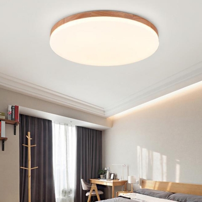 Modern Wood Flush Mount LED Bedroom Ceiling Light for Living Room