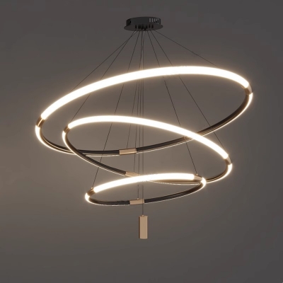 Opalescent Glass LED Bulb Chandelier with Remote Control Dimming and Adjustable Hanging Length