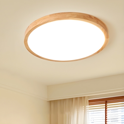 Wooden White Acrylic Kitchen LED Flush Mount Ceiling Light with Ambience for Residential Use