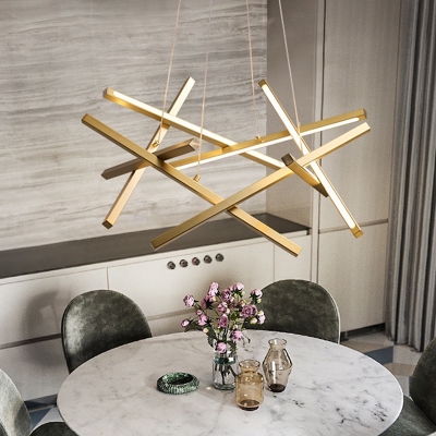 Contemporary LED Bulb Chandelier with Glass Shades and Modern Metallic Design in Neutral Warmth