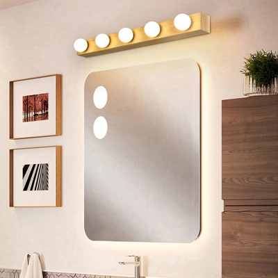 Elegant Wood Vanity Light with LED and Fluorescent Lights for Dining Room, Kitchen, Bathroom