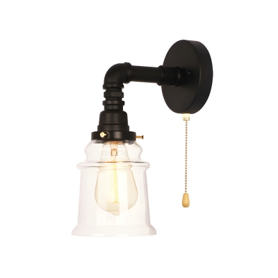 Industrial Black 1-Light Wall Sconce with Clear Glass Shade for a Stylish and Trendy Home