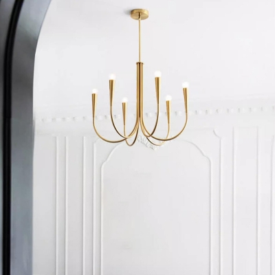 Modern Metal Chandelier with Adjustable Hanging Length for Residential Use