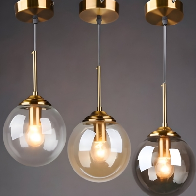 Modern Metal Pendant Lights with Clear Glass Shade and Adjustable Hanging Length