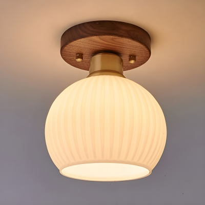 Modern Wood and Glass Semi-Flush Mount Ceiling Light for Residential Use