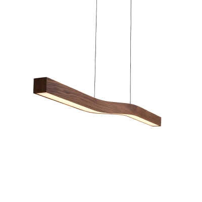 Modern Wood Island Light with LED Bulb and Acrylic Shade for Residential Use