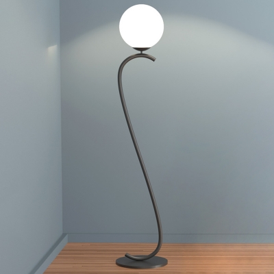 White Globe-Shaped Metal Floor Lamp with Switch for Modern Style Ambiance