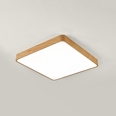 Wood Flush Mount Ceiling Light with White Acrylic Shade for Modern Residential Use