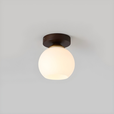 Wooden Flush Mount Ceiling Light with Ambient Glass Shade for Modern Style Home