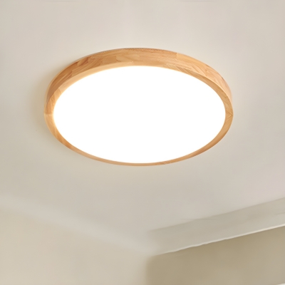 Wooden White Acrylic Kitchen LED Flush Mount Ceiling Light with Ambience for Residential Use
