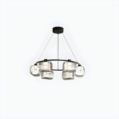 Contemporary LED Bulb Chandelier with Adjustable Length Suspension and Opulent Glass Shades