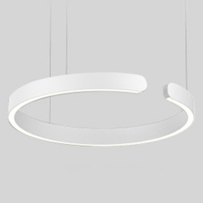 Contemporary Steel LED Chandelier with Adjustable Hanging Length & White Acrylic Shade