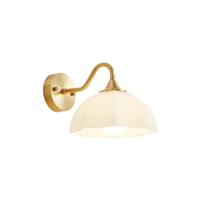Elegant Gold Hardwired 1-Light Wall Sconce with Glass Shade - Modern Lighting