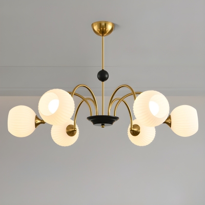 Elegant Metal Chandelier with Beautiful Glass Shades and Increased Hanging Options